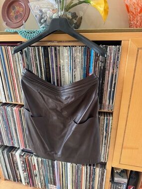 PRICE DROP: BUTTER-SOFT, FULLY-LINED BROWN LAMBSKIN LEATHER SKIRT by IDENTIFY,12